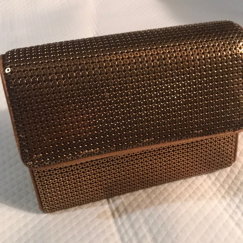 Amanda Smith Gold Metal Micro Crossbody Purse